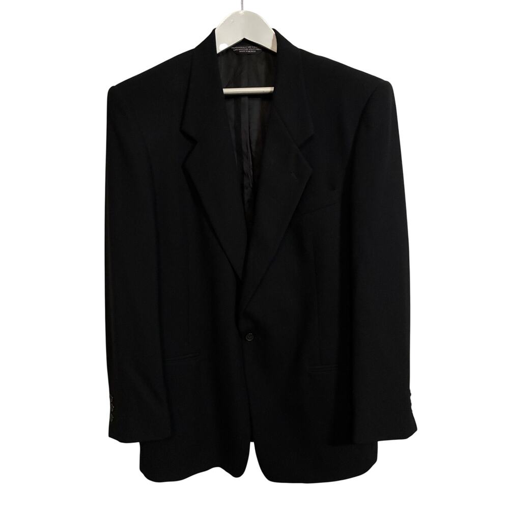 Pierre Cardin Mens 42L Black 100% Wool Tuxedo Dinner Jacket Ventless Formal